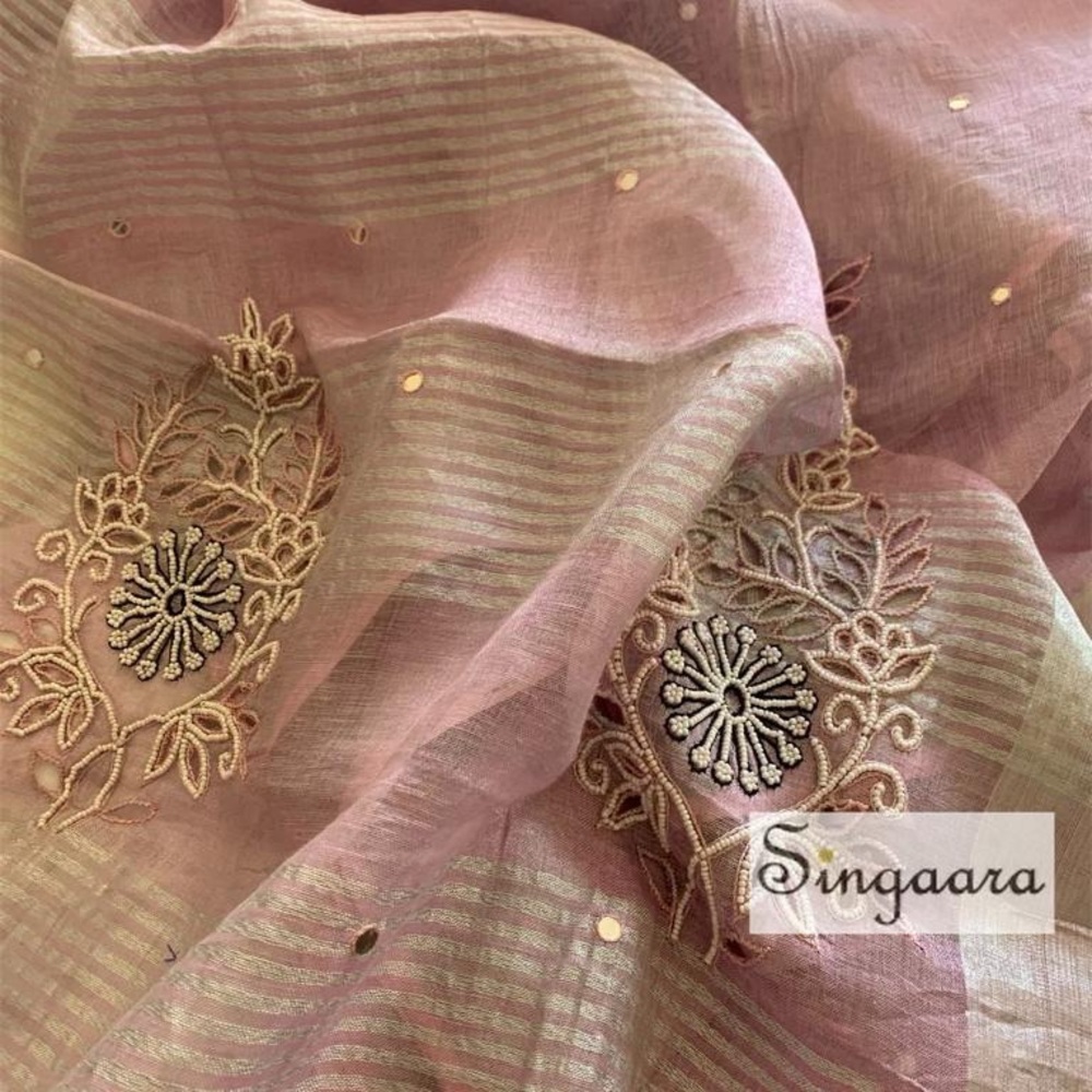 Linen  silk saree